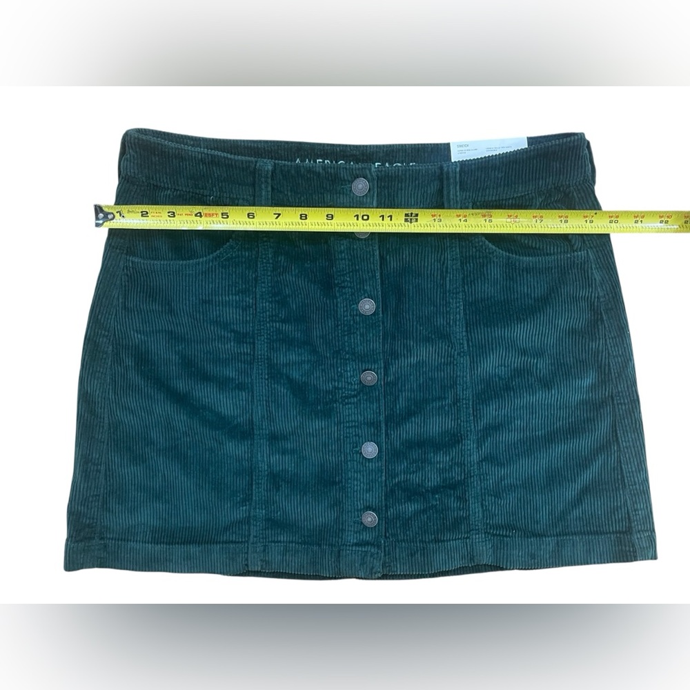 American Eagle Dark Green Super Hi-Rise A-Line Corduroy Skirt - Picture 4 of 7